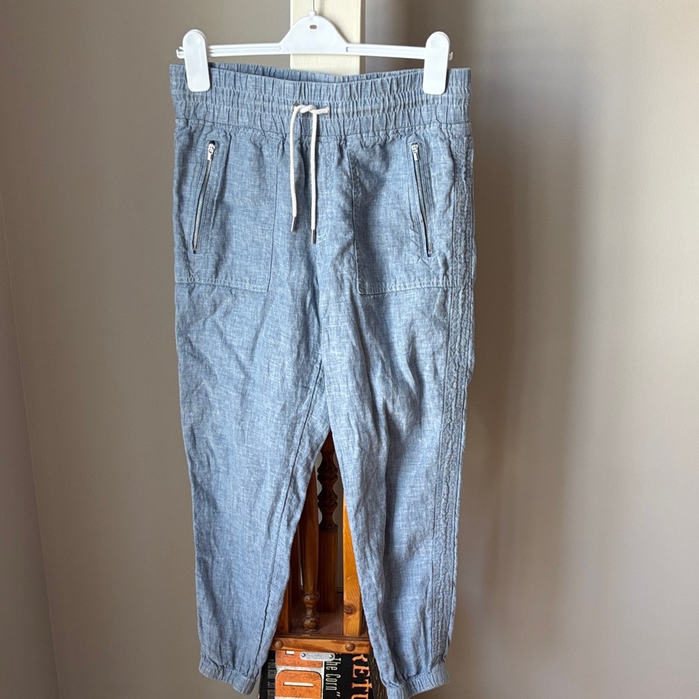 Athleta Cabo Light Blue Drawstring Linen-Blend Joggers - Picture 6 of 6